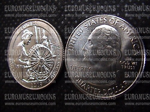 2019 USA Lowell National Historical Park - Massachusetts zecca P quarti di dollaro Parchi