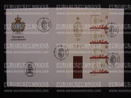 2019 120 anni di Milan San Marino 4 valori con bandella busta FDC