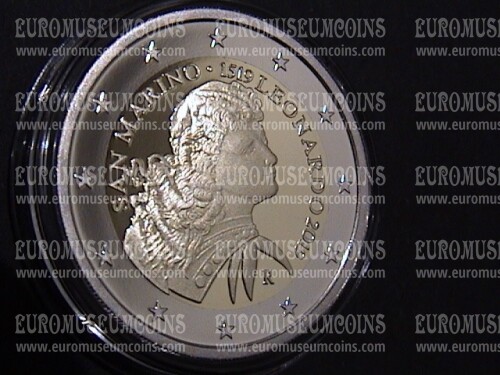 San Marino 2019 Leonardo da Vinci 2 euro commemorativo proof
