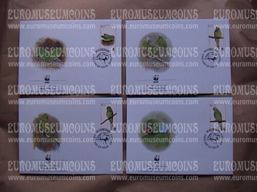 2003 Mauritius serie WWF parrocchetto di Mauritius 4 Buste FDC