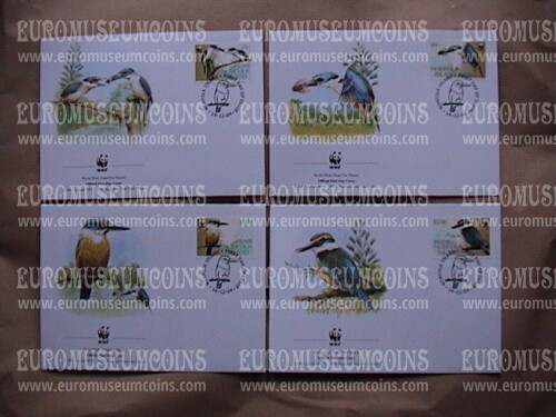 2004 Norfolk Island serie WWF martin pescatore sacro 4 Buste FDC