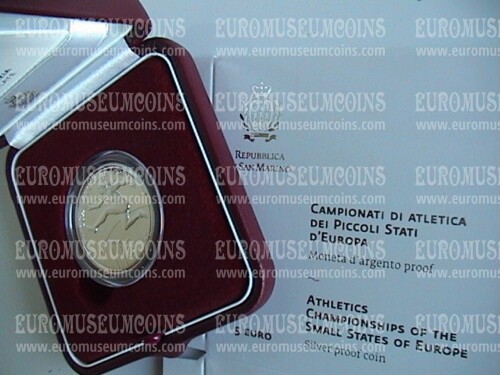 2020 San Marino 5 Euro PROOF Campionati di Atletica in argento con cofanetto  