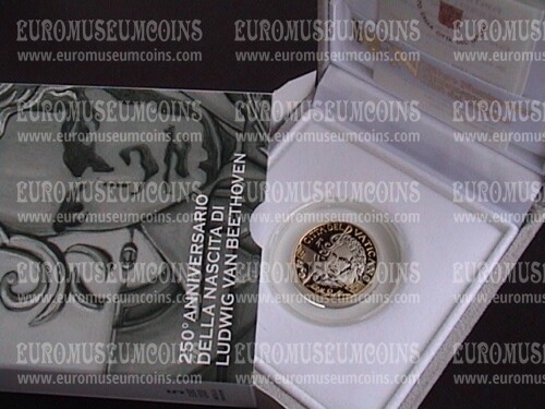 Vaticano 2020 Beethoven 5 euro commemorativo bimetallico PROOF in cofanetto ufficiale