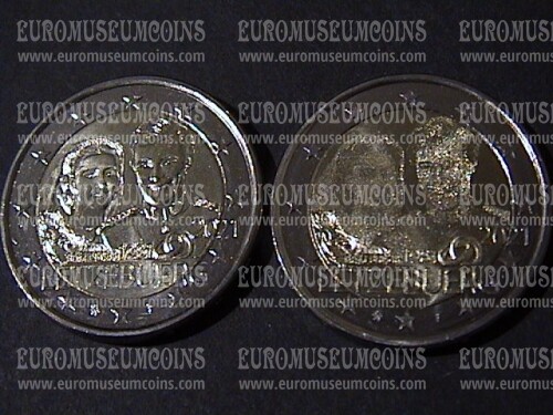 Lussemburgo 2021 40° Matrimonio Granduca Enrico - Maria Teresa 2 Euro commemorativo coppia olografico + FDC