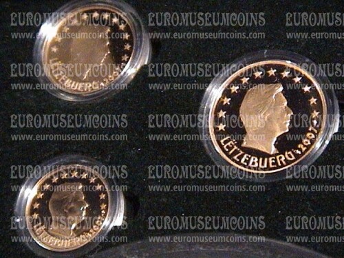 2007 Lussemburgo Tris 1 + 2 + 5 eurocent proof