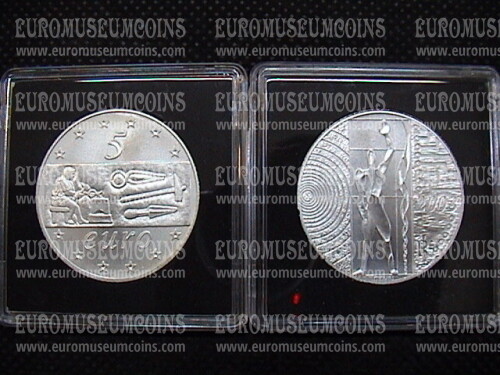 2003 Italia 5 Euro in argento FDC  Europa del Lavoro
