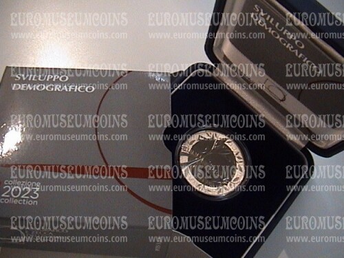 Italia 2023 Sviluppo Demografico 5 euro commemorativo FDC in argento
