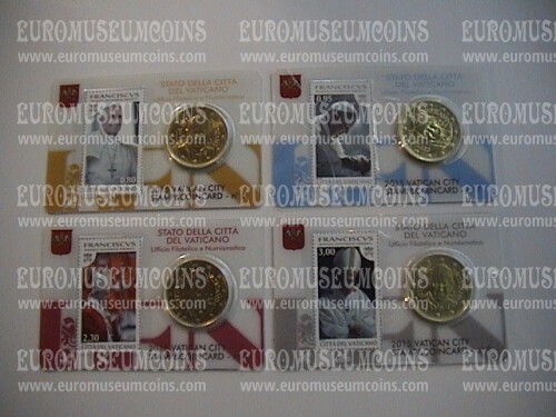 2015 Vaticano set 4 coincard 50 cent + francobollo pontificato Papa Francesco