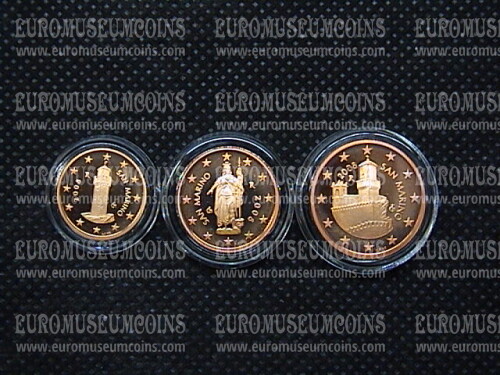 2008 San Marino 1 + 2 + 5 centesimi di Euro FS proof
