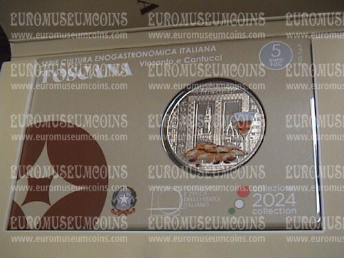 2024 Italia 5 Euro FDC Toscana vinsanto e cantucci serie cultura enogastronomica italiana