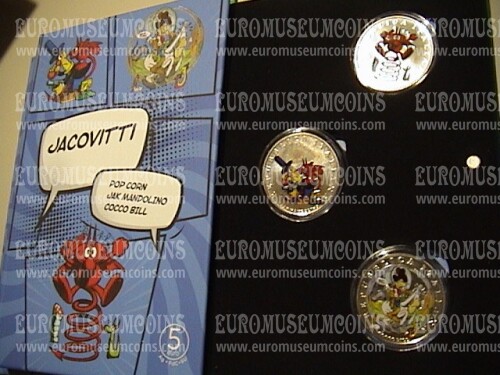 2024 Italia 5 Euro FDC trittico argento serie fumetti Jacovitti