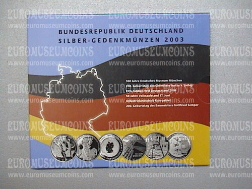2003 Germania 10 Euro Proof in argento serie ufficiale