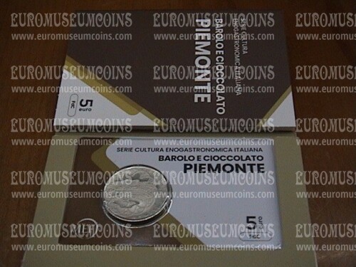 2025 Italia 5 Euro FDC Piemonte cioccolato e Barolo serie cultura enogastronomica italiana