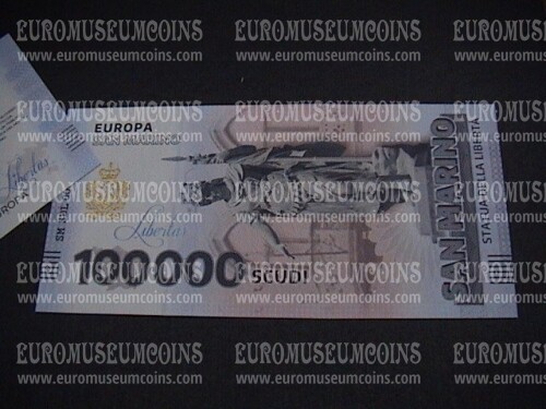 100000 scudi San Marino statua libertà banconota souvenir  