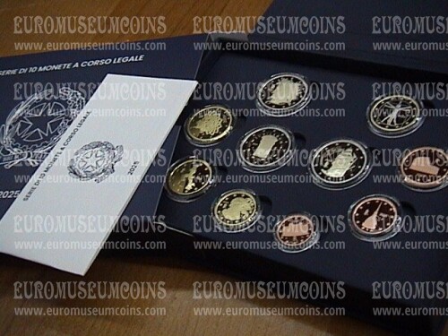 Italia 2025  divisionale proof 10 monete in box ufficiale con i 2 € commemorativi  