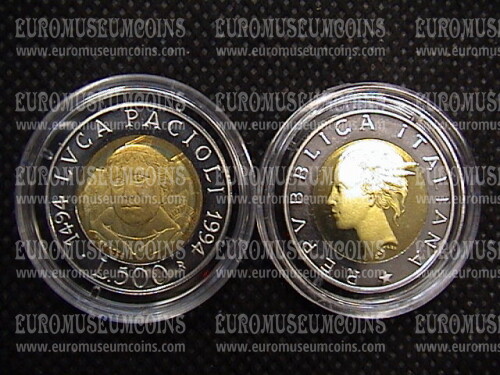 1994 Italia 500 Lire Luca Pacioli Proof