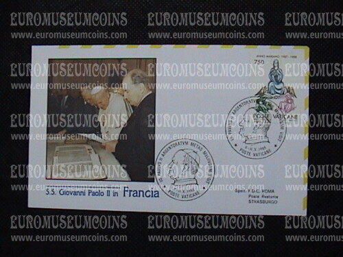 1988 Vaticano S.S.Giovanni Paolo II in Francia con timbri