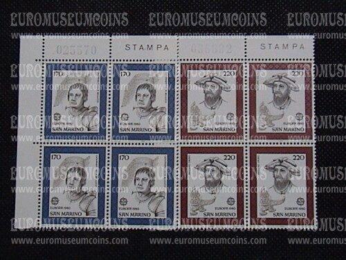 1980 serie completa in quartina Europa SAN MARINO Uomini Illustri