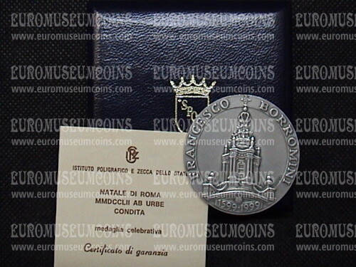 1999 Chiesa di S.Ivo alla Sapienza del Borromini medaglia in argento serie Natale di Roma