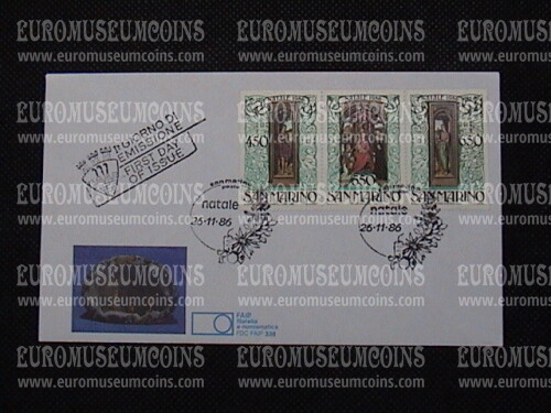 1986 Natale FDC San Marino cornice verde
