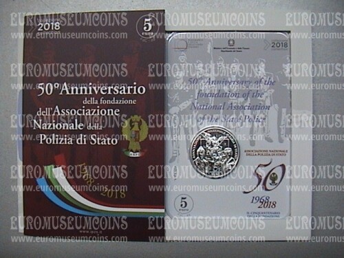 2018 Italia 5 Euro FDC Polizia di Stato in argento