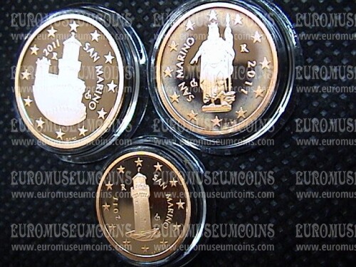 2011 San Marino 1 + 2 + 5 centesimi di Euro FS proof