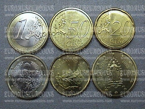 2018 San Marino tris 1 euro + 50 + 20 Centesimi nuovo conio 