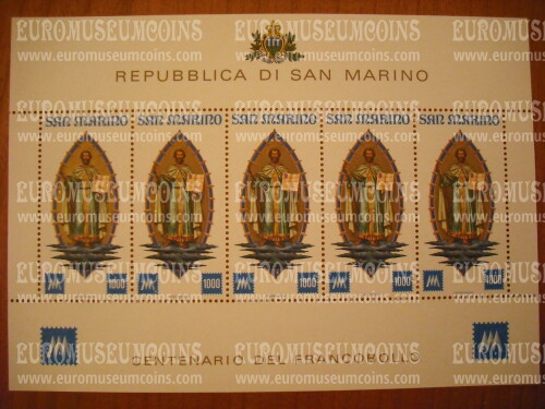 1977 foglietto BF 38 SAN MARINO Centenario Francobollo
