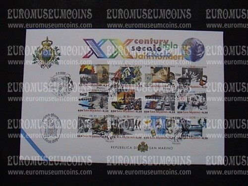 2000 San Marino XX Secolo BF Busta primo giorno di emissione FDC
