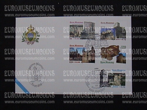 1999 San Marino Architettura del Montefeltro Busta primo giorno di emissione FDC