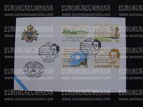 1998 San Marino Giacomo Leopardi Busta primo giorno di emissione FDC