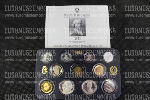1993 Italia divisionale PROOF con il 500 Lire e Caravelle in argento in confezione ufficiale