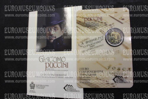 San Marino 2014 Puccini 2 euro commemorativo in folder ufficiale