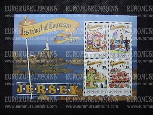 1990 Jersey foglietto francobolli Festival del turismo