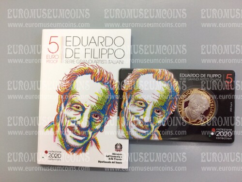 2020 Italia 5 Euro bimetallico Proof Eduardo De Filippo