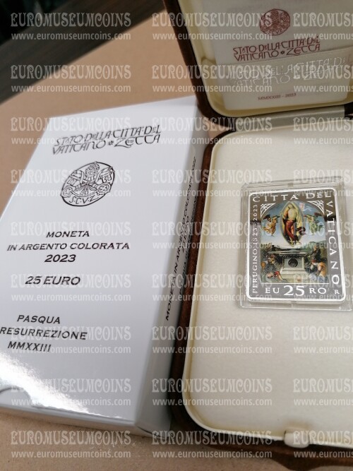 2023 Vaticano Pasqua di resurrezione 25 euro in argento Proof colorata