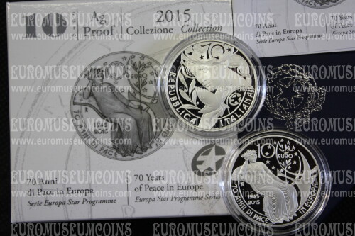 2015 Italia 10 Euro PROOF 70 ANNI di PACE in argento con cofanetto  