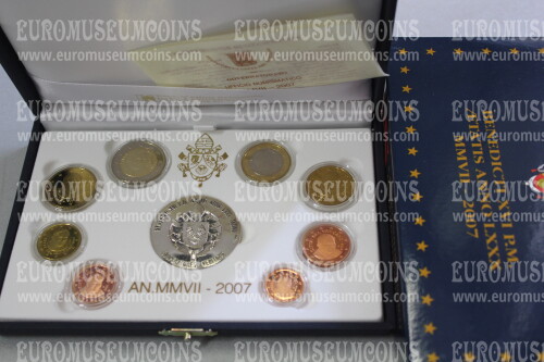 2007 Vaticano divisionale PROOF con medaglia in argento in COFANETTO ufficiale