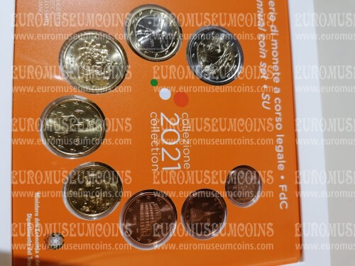 2021 Italia divisionale 8 monete FDC in folder ufficiale  