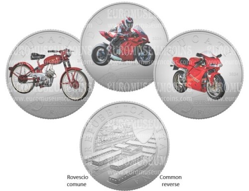 2024 Italia 5 Euro FDC Ducati Serie Eccellenze Italiane trittico 