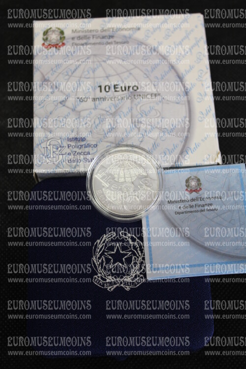 2006 Italia 10 Euro FDC 60° anniversario Unicef in argento con cofanetto  