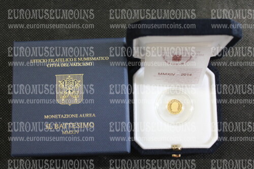 2014 Vaticano 10 Euro PROOF Il Battesimo in oro con cofanetto  