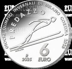 Italia 2025  Olimpiadi invernali 2026 Salto Predazzo 6 euro commemorativo 1 oncia argento FDC