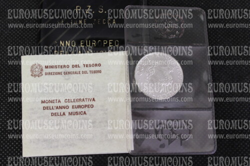 1985 Italia 500 Lire FDC Anno della Musica argento in astuccio