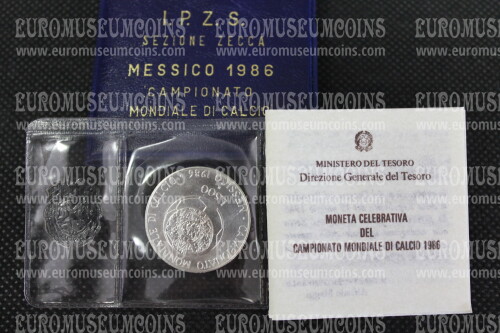 1986 Italia 500 Lire FDC Mondiali di Calcio argento in astuccio