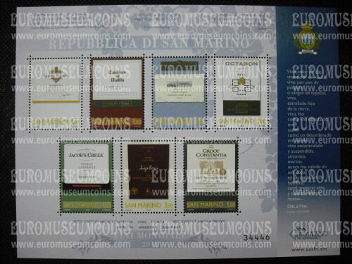 2012 foglietto BF123 San Marino Grandi Vini Mondiali