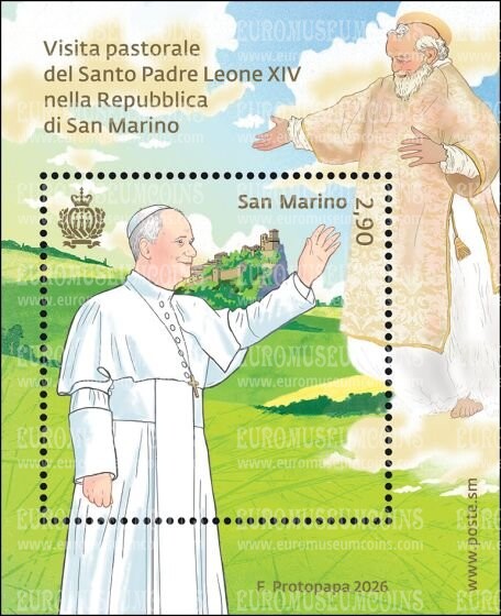 San Marino 2026 visita Papa Leone foglietto bf