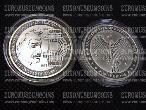 2003 Germania Semper 10 Euro Proof in argento zecca G