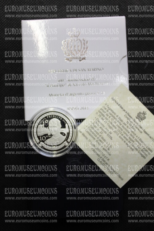 2013 San Marino 10 Euro PROOF Machiavelli in argento con cofanetto  