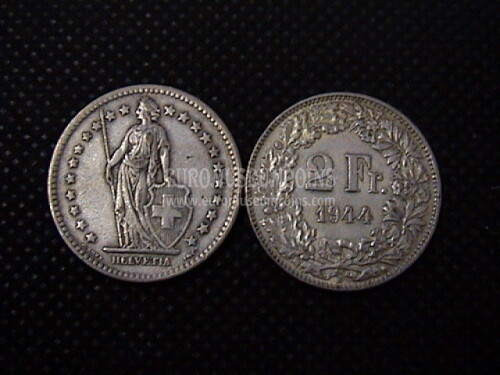 1944 Svizzera 2 Franchi  in argento
